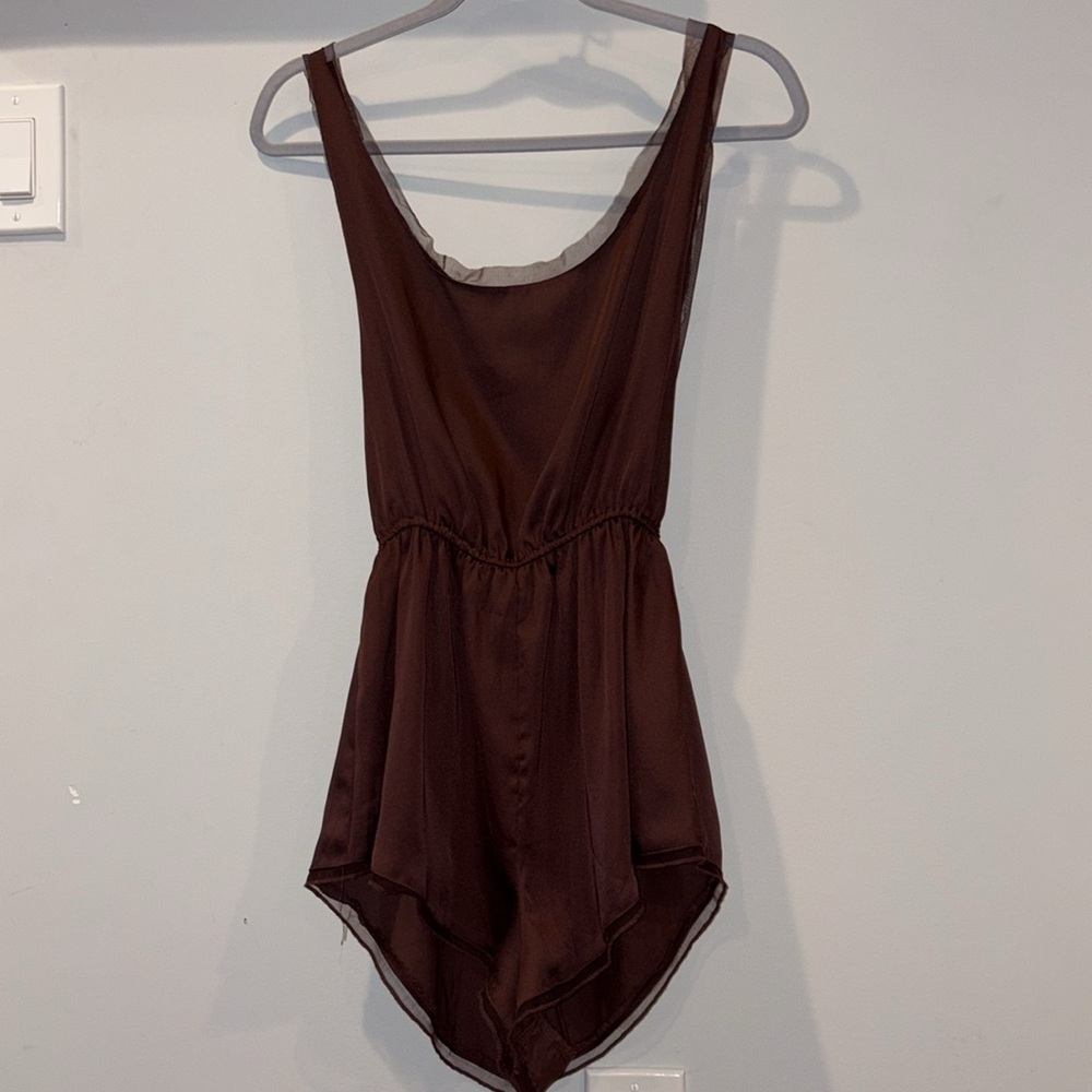 Free People Intimately Fall Into You Silky Romper Size XS Brown - Picture 2 of 13